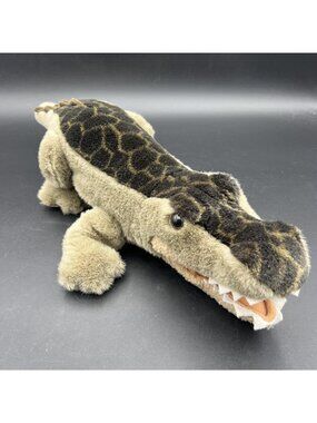 Crocodile Alligator FAO Schwarz NY Stuffed Plush 21" Tags Open Mouth Green